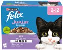 Felix Junior Original Mix Selectie in gelei met kip, lam, zalm, witvis. Geen kleurstoffen.