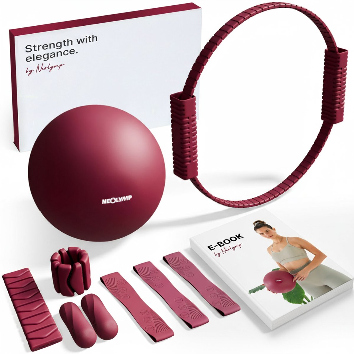 NEOLYMP Pilates Thuis Set – Complete Uitrusting met Bal, Ring & Gewichten