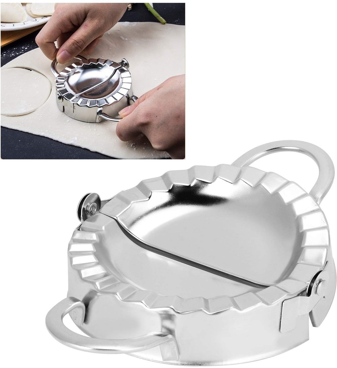 Knoedelmaker Pers - Gyoza Empanada Vorm - Zelf Deeg Maken - Roestvrij Staal - Diameter 8.5 cm