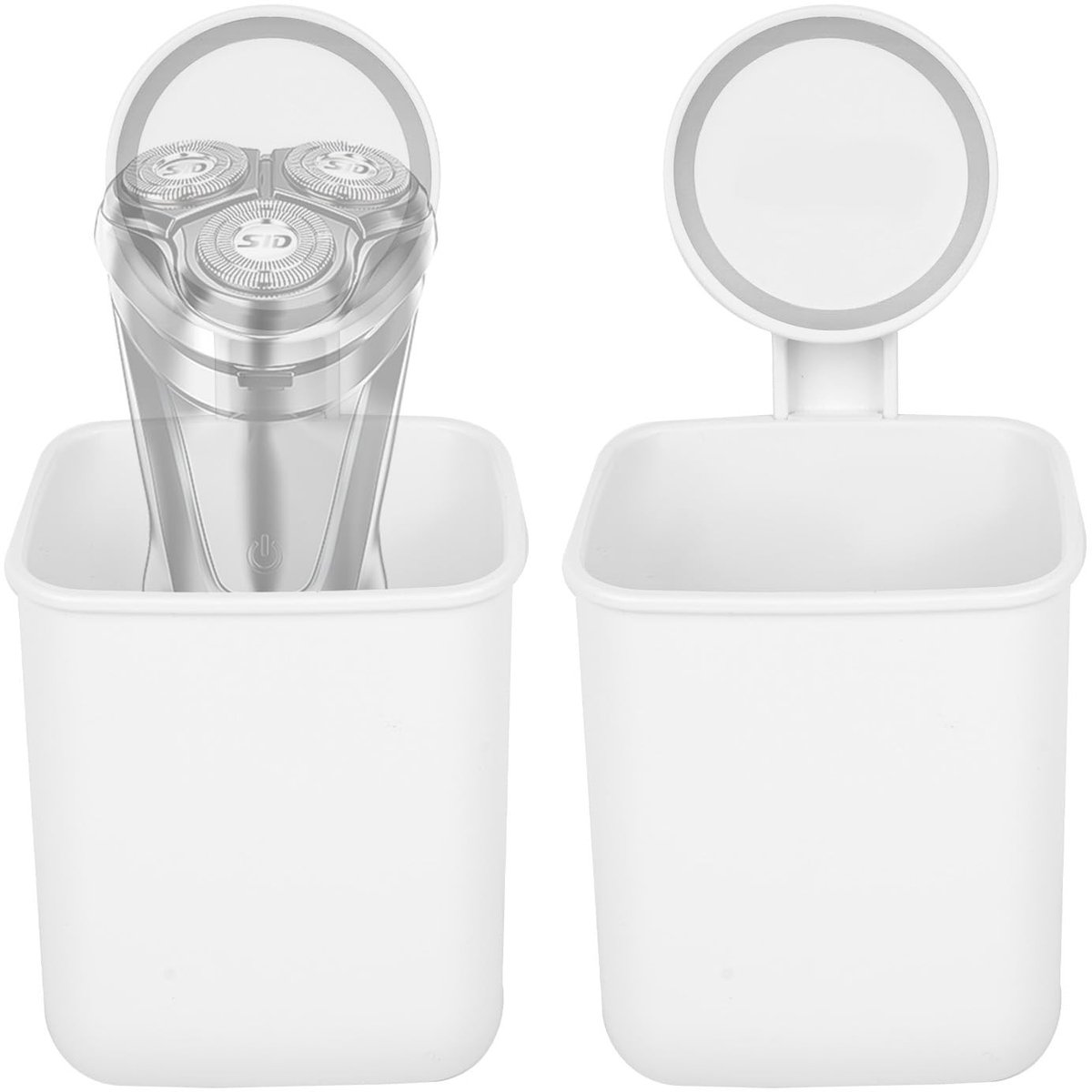 Dailygoods - 2-delige set elektrische scheerapparaathouders - Zelfklevend en eenvoudig te installeren - Wit - Voor Philips Norelco - Houdt scheerappar
