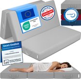 ELONEO Opvouwbaar Matras - 3-Delig Vouwmatras, Extra Dik 15 cm Schuim, Wasbaar en Draagbaar Logeermatras voor Volwassenen, Tweepersoonsbed (Grijs, 160 x 195 x 15 cm)