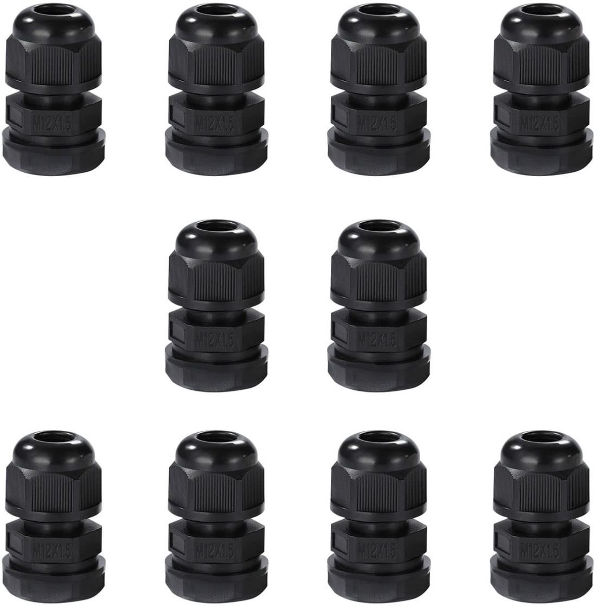 Jhubersproducts - M12 kabelwartel - waterdichte kabelconnectoren - 10 stuks - nylon - IP68 - geschikt voor 3mm - 6.5mm kabel - veelzijdig en betrouwba