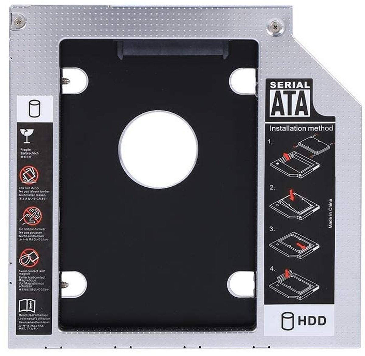 Jhubersproducts - HDD Enclosure - 2.5 Inch - Aluminium - Zwart - Hard Drive Bay - Geschikt voor Laptop - 9.5mm