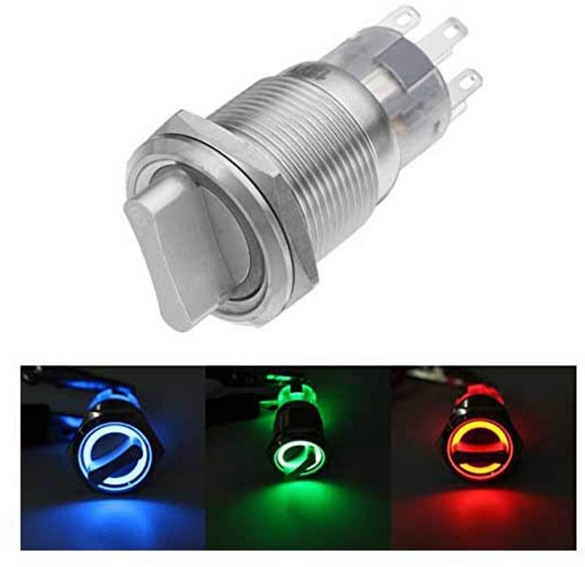 Jhubersproducts - 12V Switch - 3 Posities - Waterdicht - Blauw - Hoogwaardige Schakelaar - Voor Auto's - Duurzaam Ontwerp