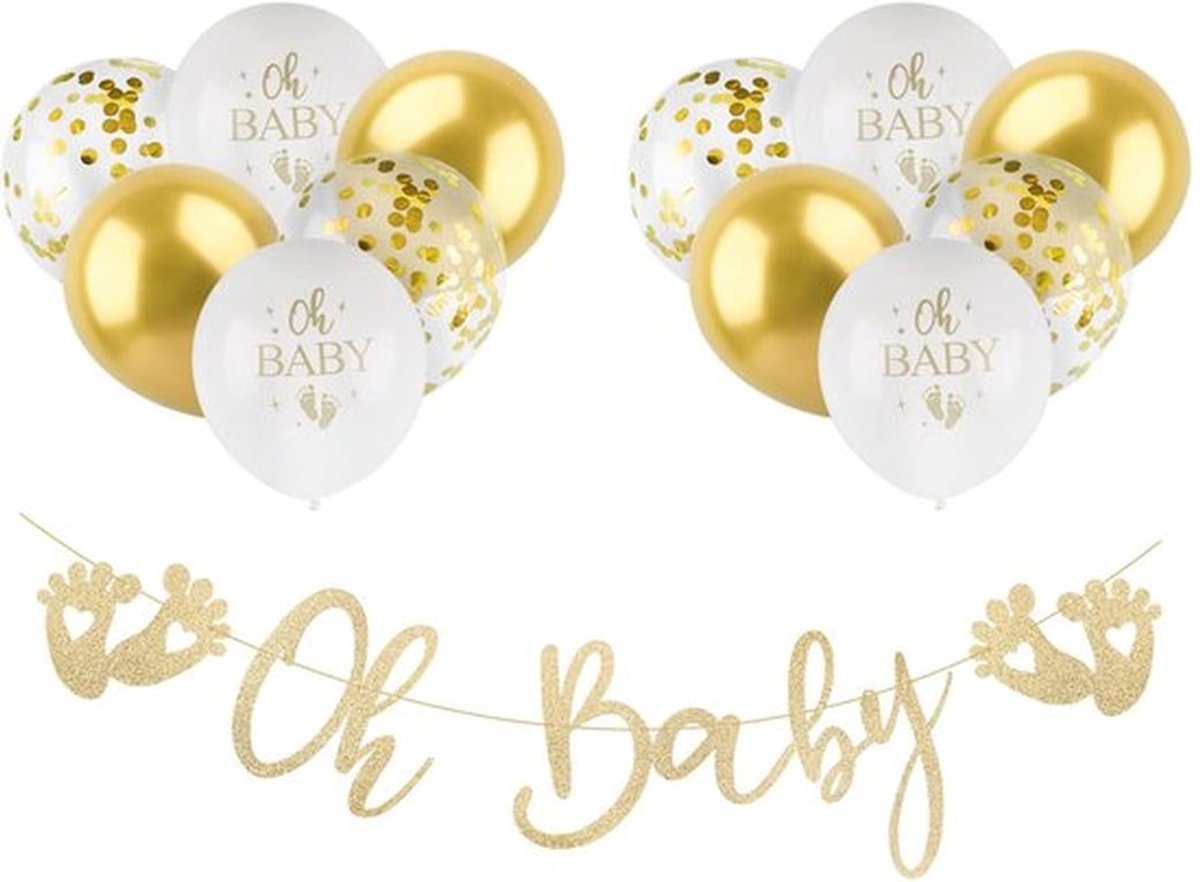 Pakket van 13 Feestdecoratie Baby Garland, Roze Gouden Decoratieve Ballonnen Decoratie voor Feest, Baby Shower, Verjaardag, Baby Doop, Communie, Baby Shower