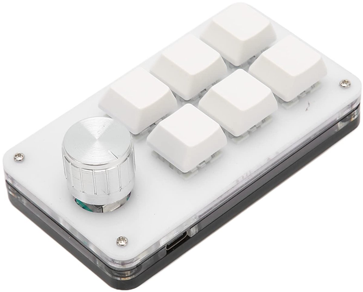 Allecto - Mechanisch Toetsenbord - Programmeerbaar - Compact - Wit - Gaming Toetsenbord - Voor Computers - 6 Toetsen + 1 Knop