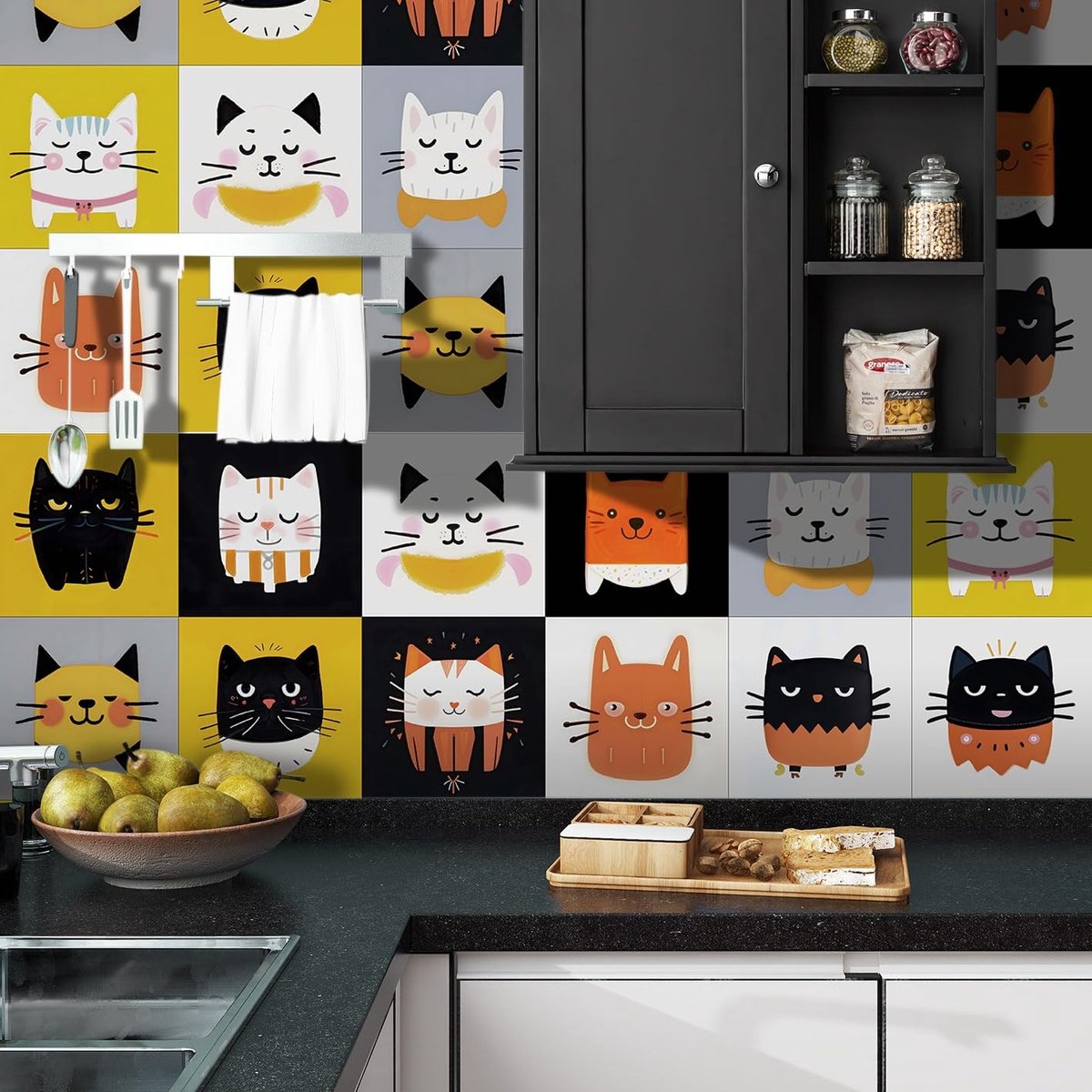 Jhubersproducts - Tegel Stickers - Schattige Katten - Zelfklevend - 24 Stuks - Perfect voor Badkamer en Keuken - Decoratie - Hoogwaardige kwaliteit
