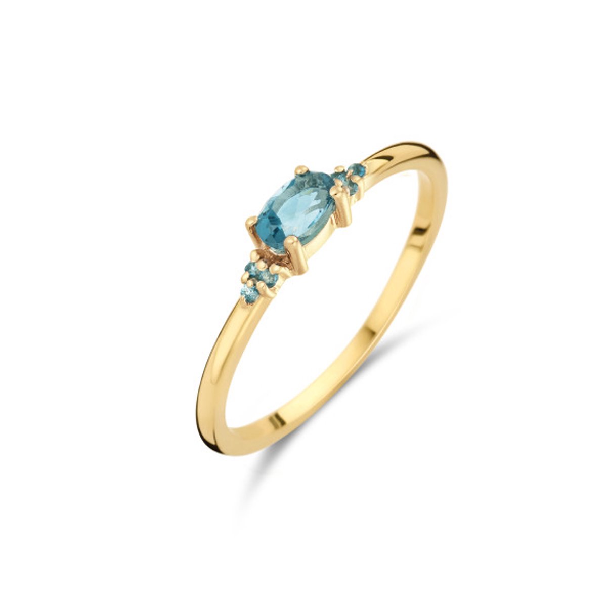 Jackie Vntg Lndn Blue Tpaz Ring 585 14 Karaat Goud 52