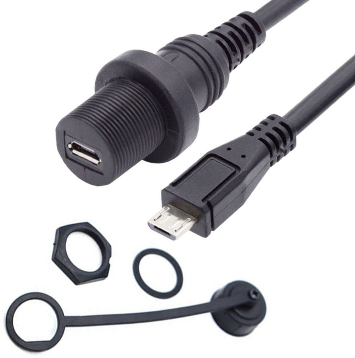 Jhubersproducts - Micro USB Extension Kabel - Waterproof - Geschikt voor Auto Dashboard - 5Pin Male naar Female - Hoogwaardige Verbinding - Duurzaam -