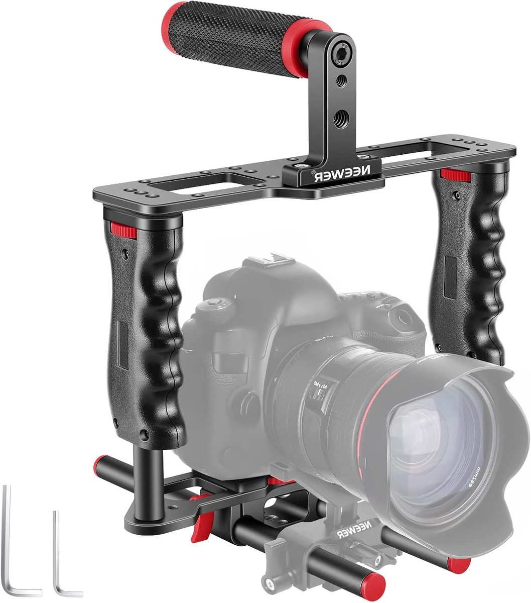 Professionele Camera Video Cage Kit voor Filmproductie met Handgrepen en 15mm Rods, Geschikt voor DSLR en Camcorders