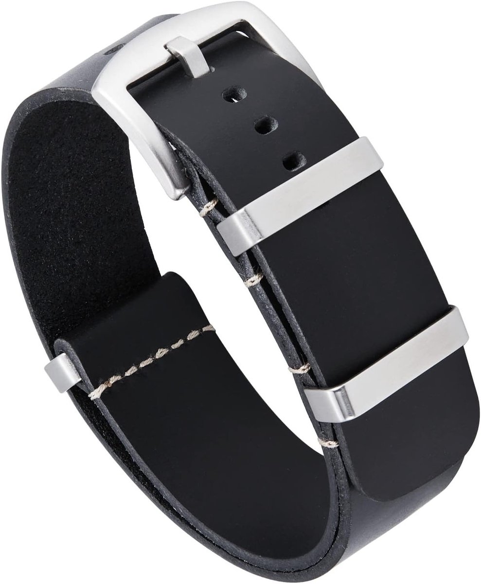 Leren Horlogebandjes van Crazy Horse Leer voor 18mm tot 24mm Horloges - Vervangende Eenstuk Bandjes voor Mannen en Vrouwen met Zilveren of Zwarte Gesp