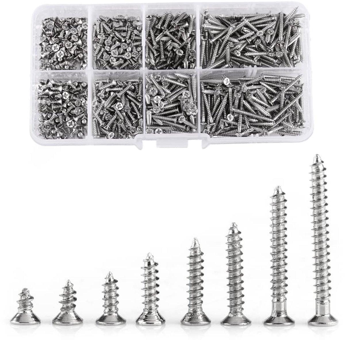 Zeynomax - Schroefdraadsnijset M2 - Zelftappende schroeven - Compact en compleet - 800 stuks - Houtbewerkingsbevestiging - Perfect voor elke klus - ..