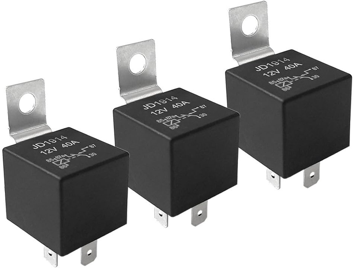Smoakez - 5 Pin Auto Relais - 12V 40A - Hoogwaardige kwaliteit - Zwart - Betrouwbaar - Ideaal voor auto-accessoires - 3 stuks