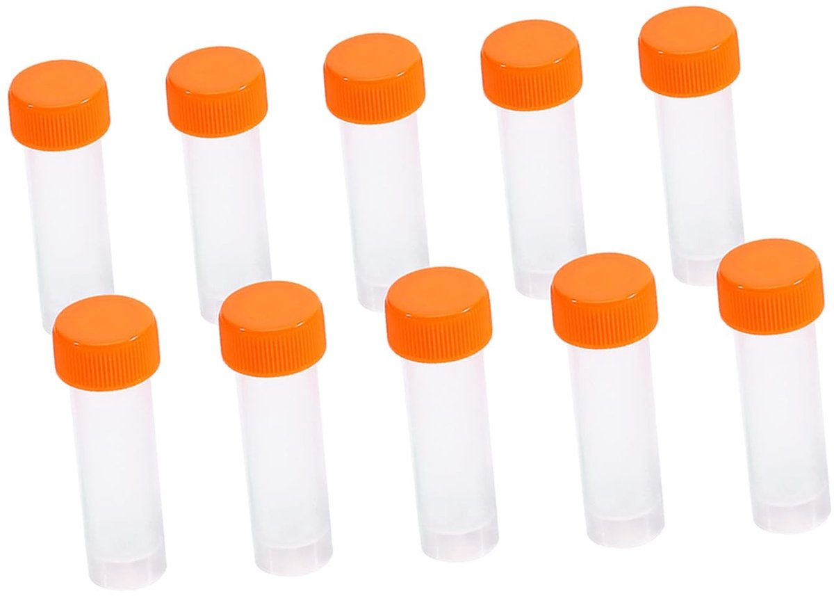 Dailygoods - Testbuisjes - 10 Stuks - Transparant Plastic - Voor Wetenschappelijk Gebruik - 5ml - Met Schroefdop - Geschikt voor Laboratoria
