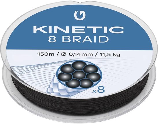 Kinetic 8 Braid - Black - Gevlochten lijn - 150m - 0.14mm - 11.5kg - Zwart van Kinetic — afbeelding 2