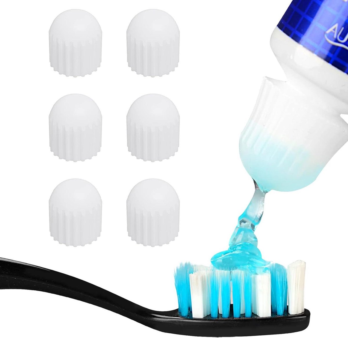 Zelfsluitende Tandpastakapjes - Tandpasta Saver - Hygiënisch Poetsen - Zonder Afval Ontwerp - 6 stuks - Wit