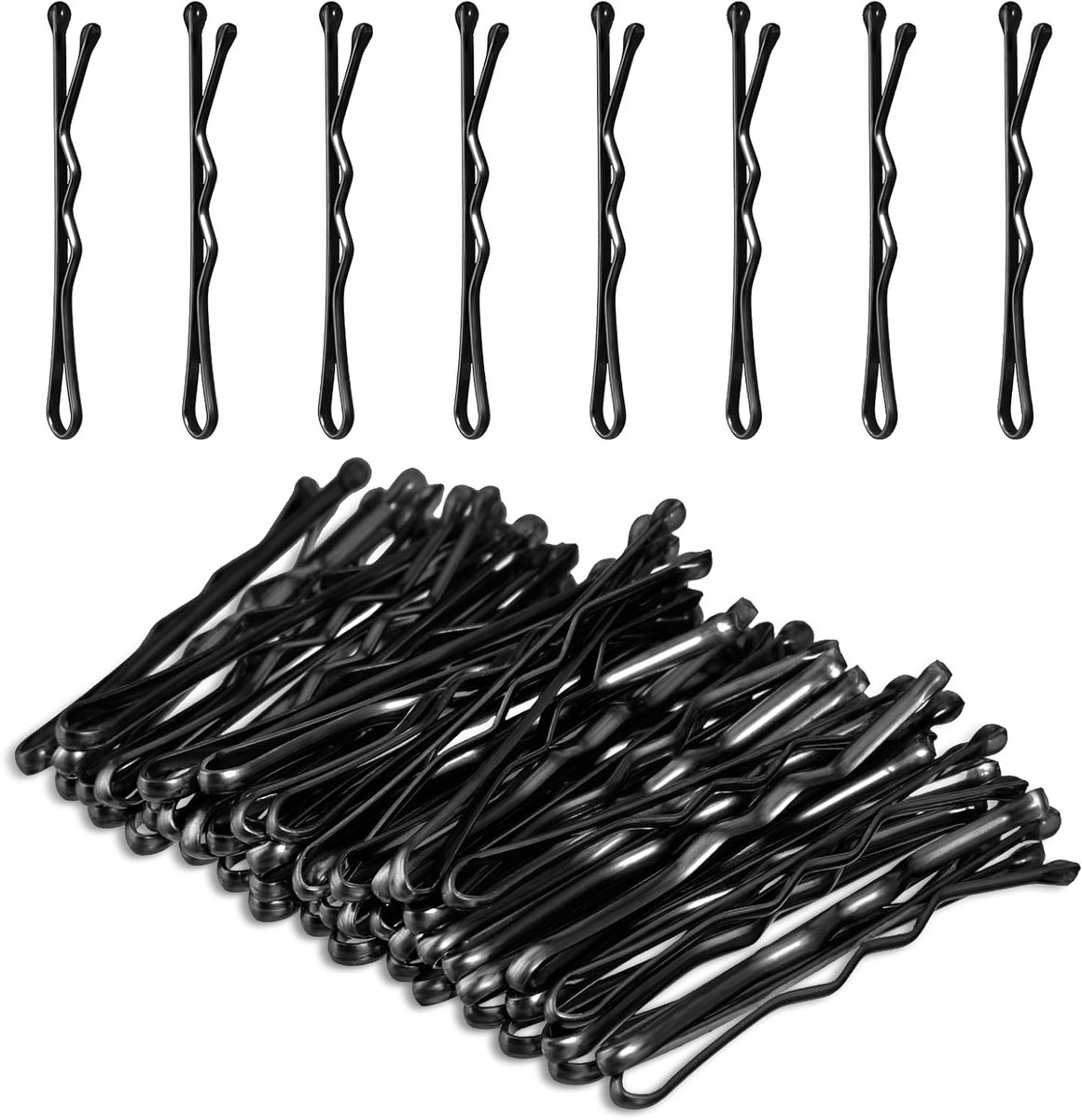Mini Bobby Pins 50PCS - 3.2cm Kleine Golvende Haarspelden van Metaal voor Vrouwen, Meisjes en Kinderen - Geschikt voor Buns, Lang, Steil en Krullend Haar van Alle Haartypes (Zwart)