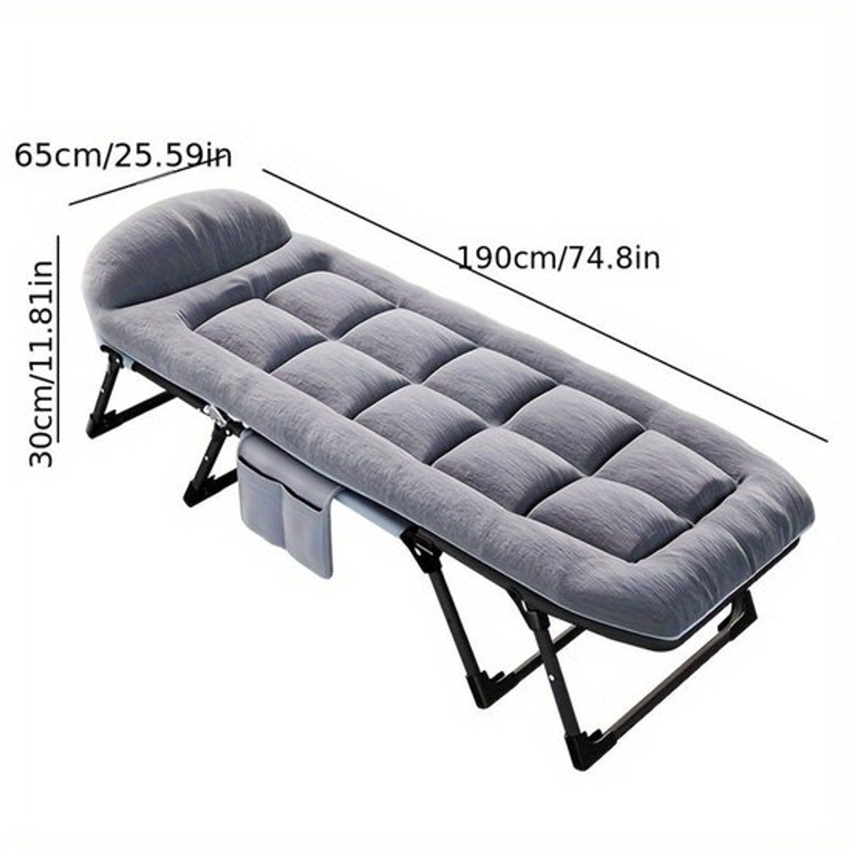 Opvouwbaar Bed – Inklapbaar Bed – Vouwbed – Campingbed – Logeerbed – Ruimtebesparend Ontwerp – Stevig Metaalframe – Oxford Stof – Geschikt Tot 1,90 Meter – Gebruik Binnen en Buiten
