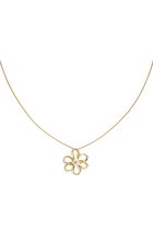 Lange ketting met bloemhanger- stainless steel ketting met hanger