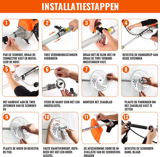 CONENTOOL 3-in-1 Benzine Bosmaaier 52CC - 2,5kW Krachtige 2-takt Grastrimmer voor Tuin & Landschap - Incl. Accessoires van Conentool — afbeelding 4