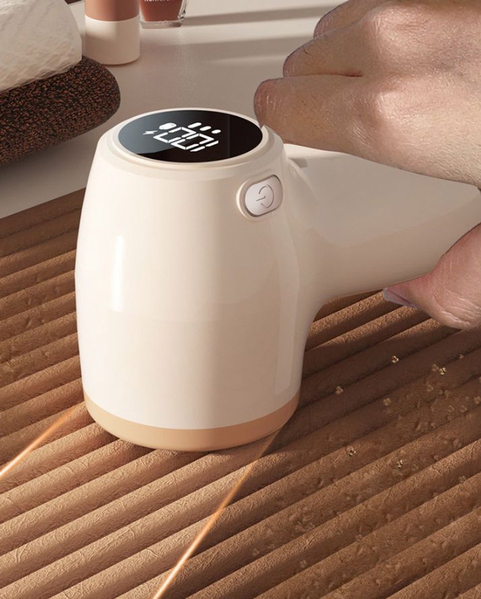 LED Pluizenverwijderaar – 2-in-1 Ontpiller & Kledingtrimmer – Oplaadbaar – Met Zichtbaar Scherm – Voor Thuis & Reizen - Beige