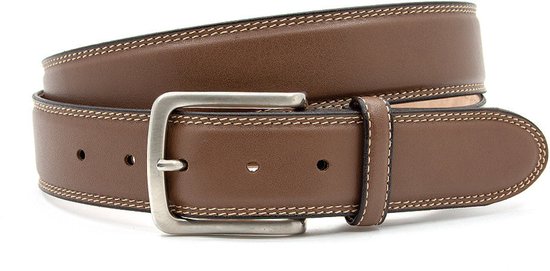 Donkere taupe heren riem - 4 cm breed - Leer - Jeans riem - Sportief - Maat 100