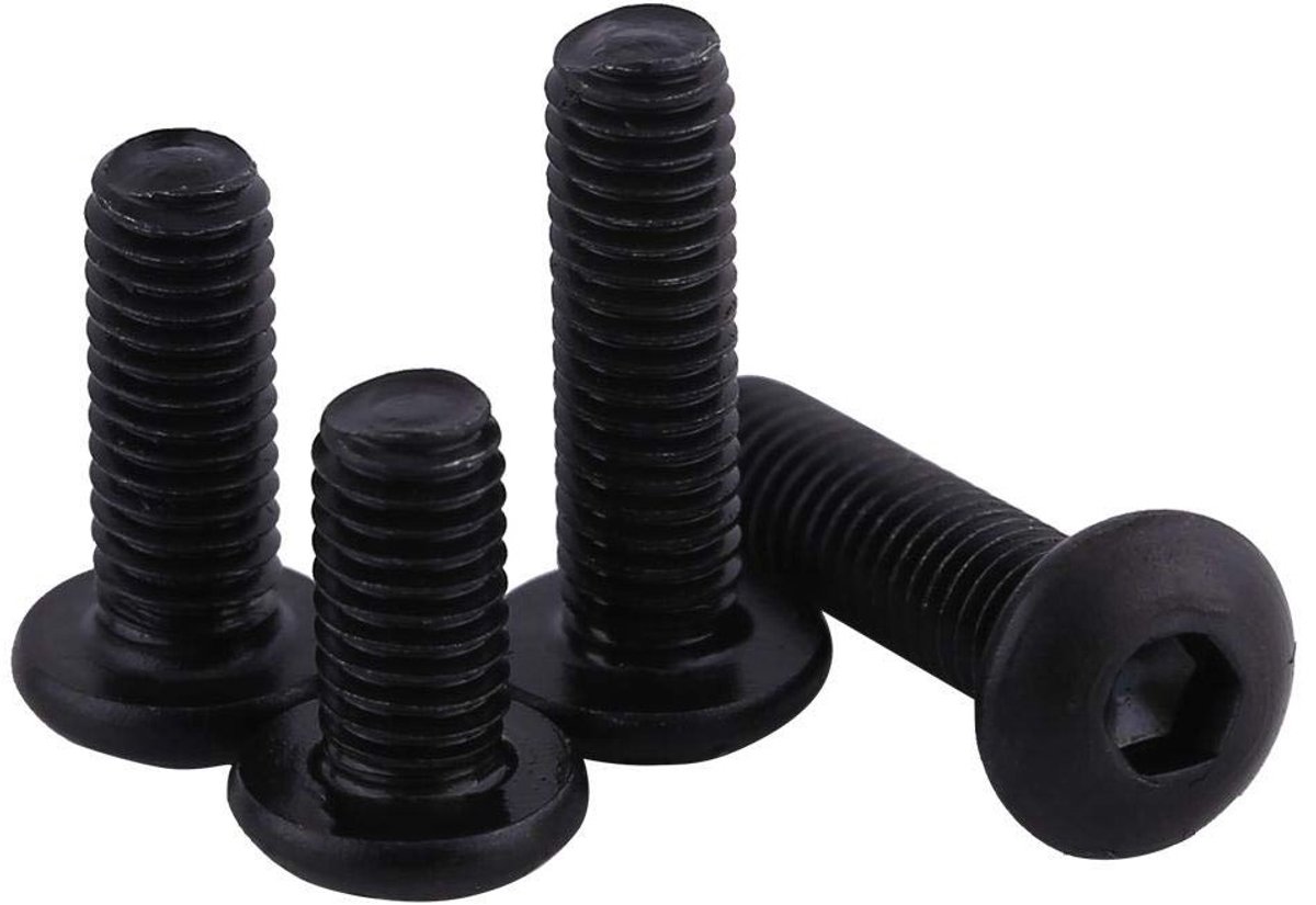 M3 Zwarte Hex Socket Platte Hoofd Schroeven en Moeren Set van 50 Stuks voor Bevestiging en Reparatie, 10.9 Legering Staal, Volledige Draad, Duurzaam en Betrouwbaar