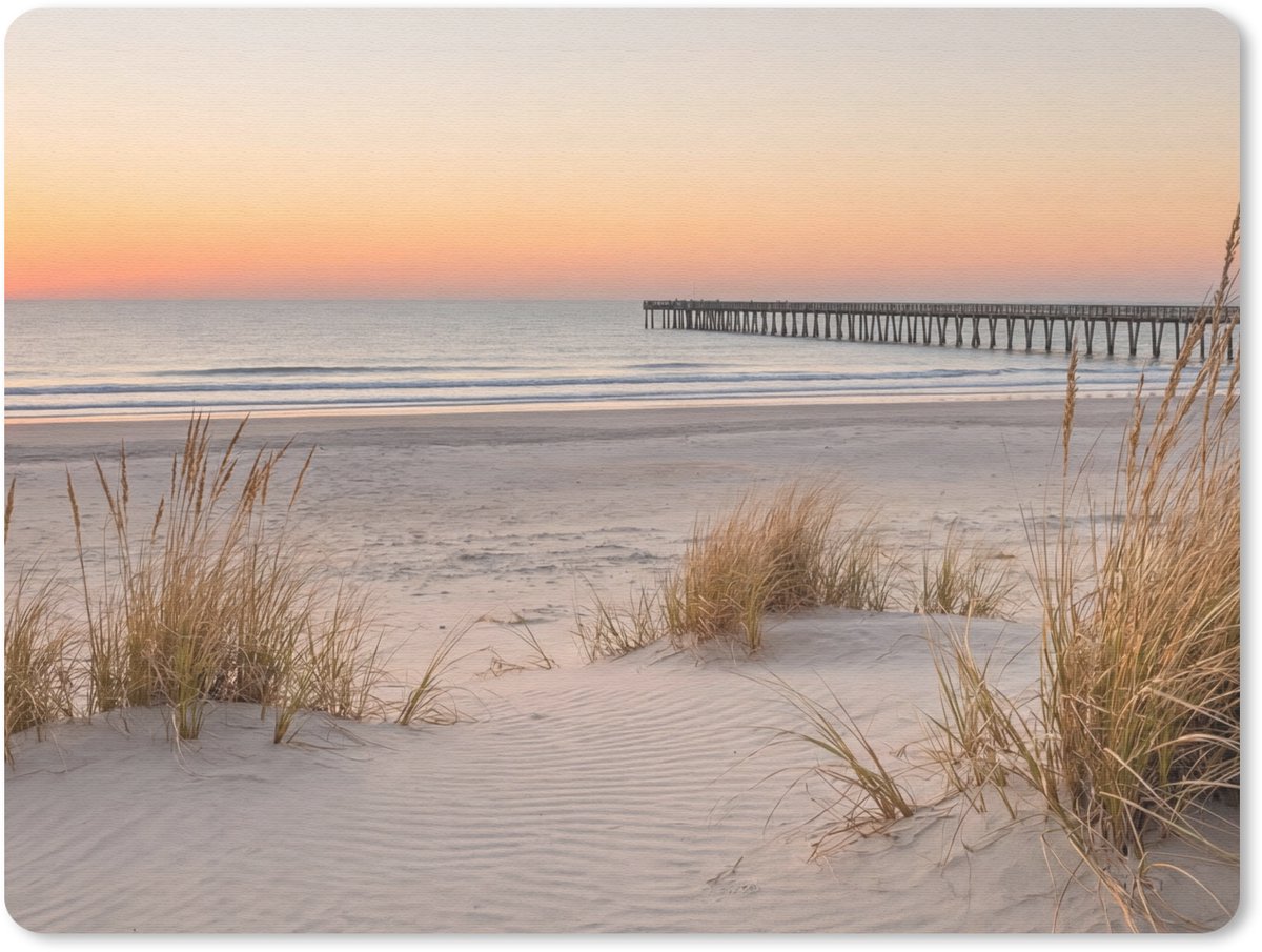 Muismat 12x10 cm - Mousepad Pier - Zonsondergang - Strand - Muismatten