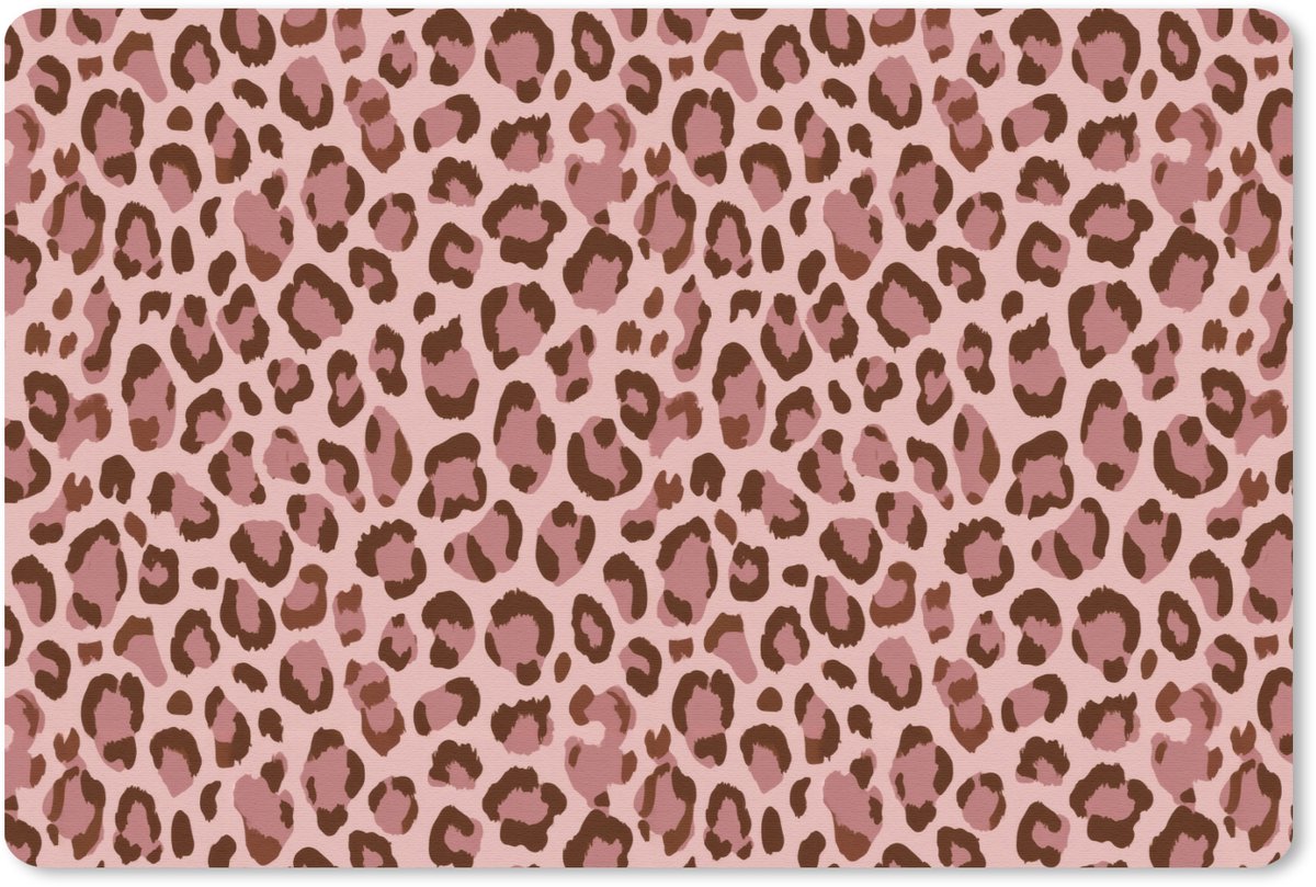 Muismat 13x8 cm - Mousepad Luipaard - Patroon - Roze - Muismatten