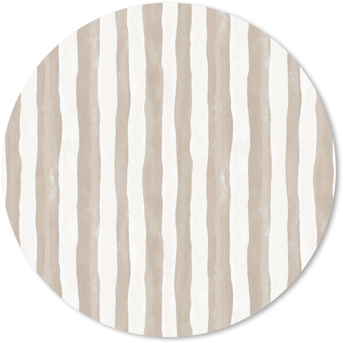Muismat rond 40x40 cm - Mousepad Minimalistisch - Strepen - Beige - Ronde muismatten
