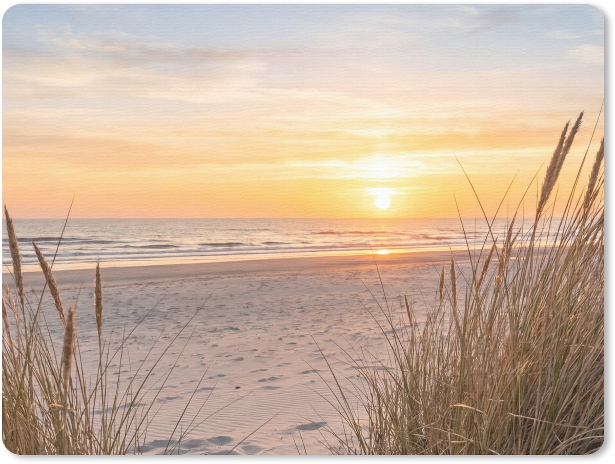 Muismat 12x10 cm - Mousepad Zonsondergang - Duinen - Zee - Muismatten