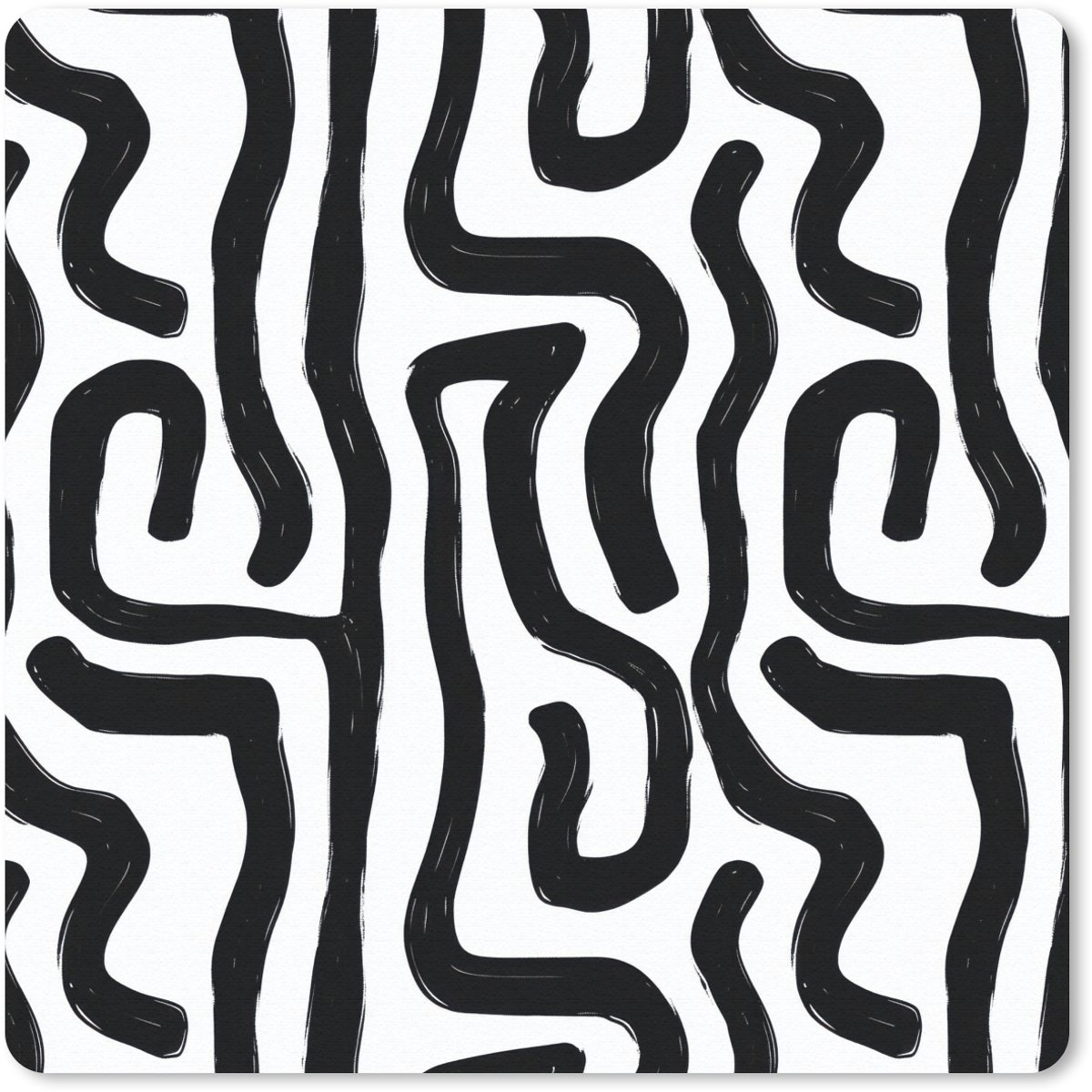 Muismat 20x20 cm - Mousepad Modern - Lijnen - Zwart - Muismatten