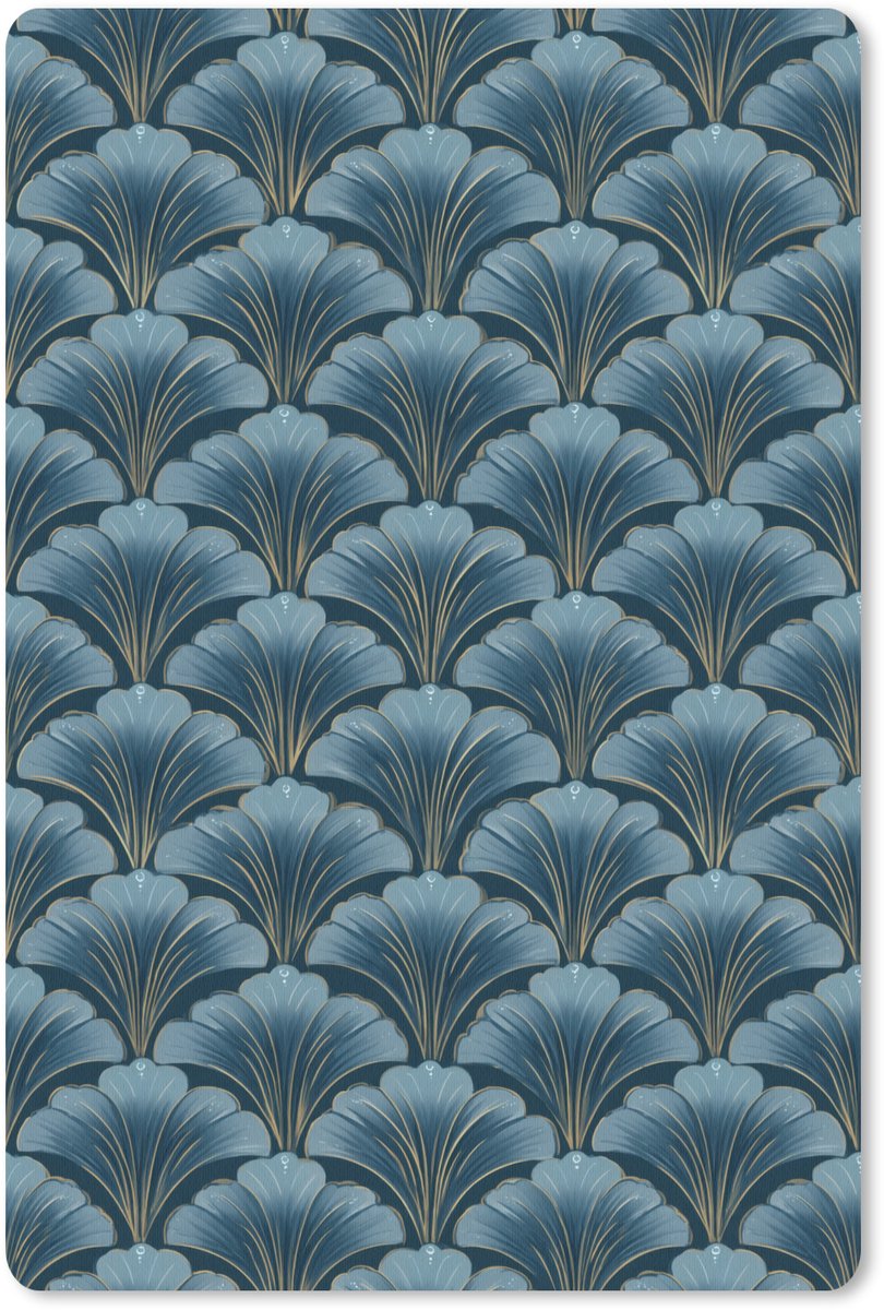 Muismat 13x20 cm - Mousepad Patroon - Ginkgoblad - Blauw - Muismatten