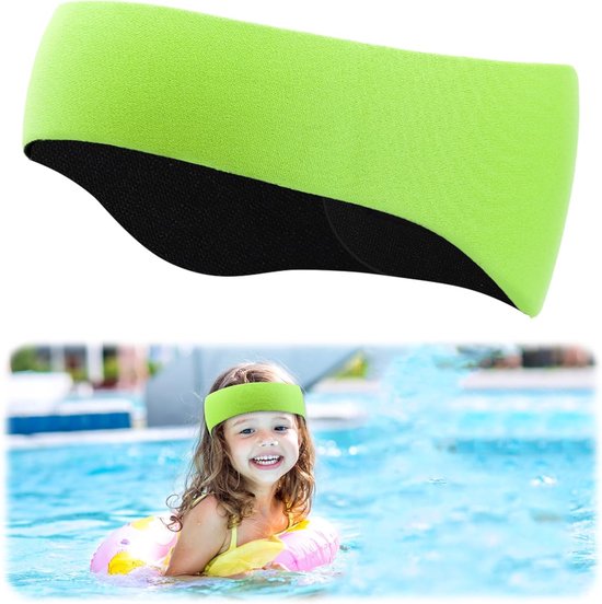 Elastische zwemband voor kinderen, elastische zwemband voor kinderen, waterdichte hoofdband om te zwemmen - optimale bescherming bij zwemmen, surfen en watersport (groen)