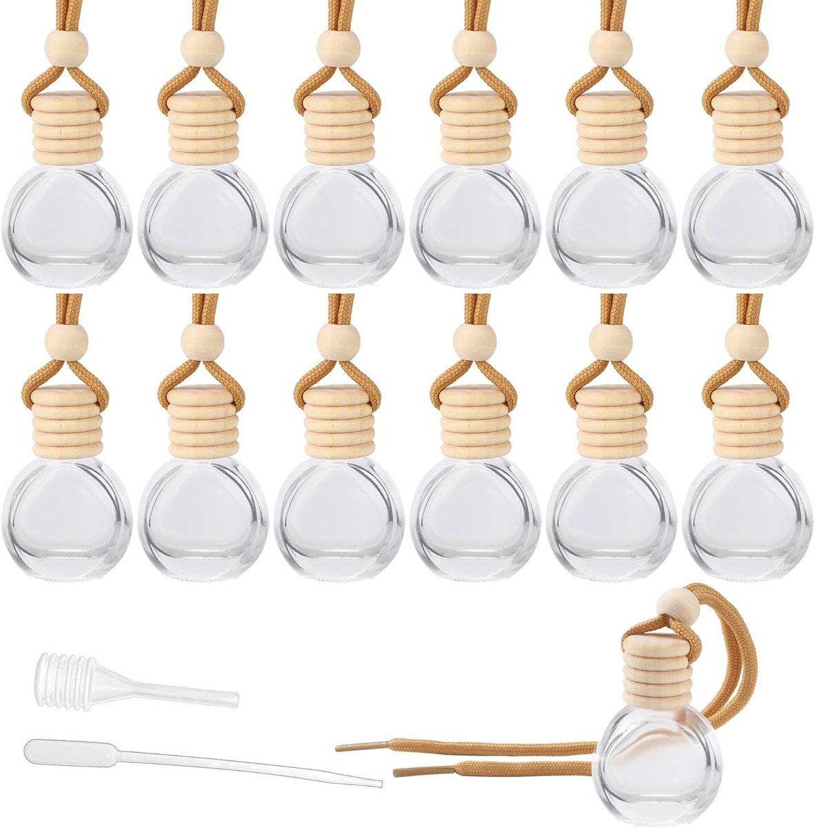 12 Stuks 10ml Lege Auto Parfum Flesjes, Aromatherapie Essentiële Olie Diffuser, Luchtverfrisser en Ornament voor Auto en Thuisgebruik