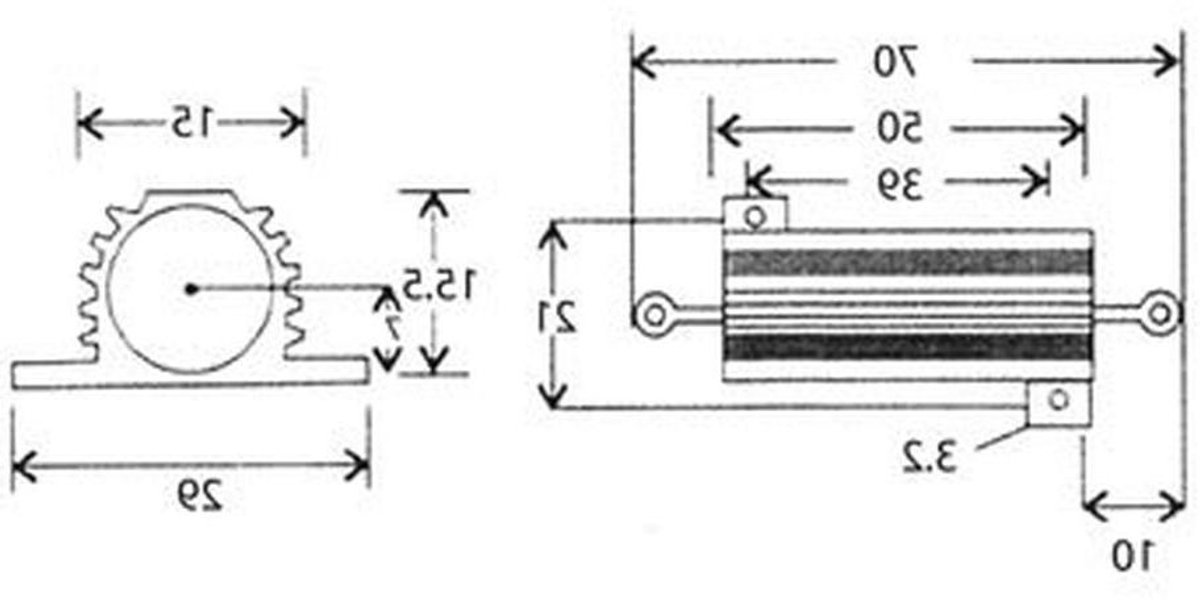 Draadgewonden Weerstand - Vermogensweerstand Aluminium Weerstand - Elektronica Reparatie - Hoge Warmteafvoer - 50W - Aluminium