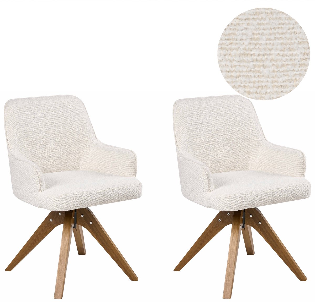 Beliani SYLVANIA - Eetkamerstoel set van 2 - Off-white - Bouclé Wit