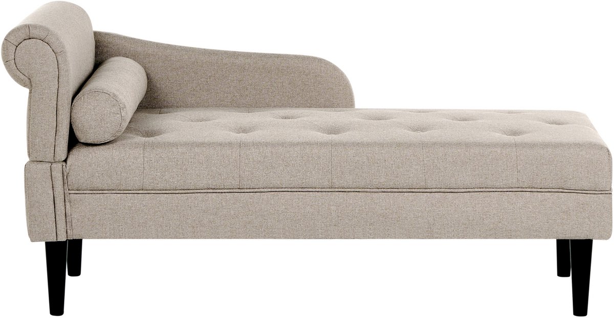 Beliani YVOIRE - Chaise longue - Beige - Linkszijdig - Stof