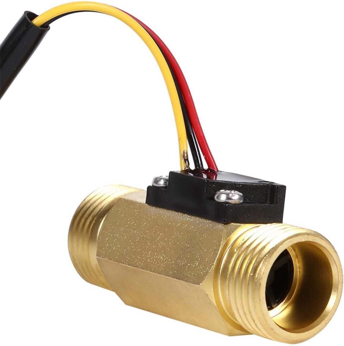 Waterstroomsensor - Waterflowschakelaar Meetapparaat - Waterstroom Meten - Hall Effect Sensor - G1/2 30L/min - Goud