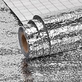 Zelfklevende Aluminium Foil Wallpaper - Waterproof PVC Furniture Film voor Keukentafels - Keukenmeubels 40 x 300 cm - Zilver - Oil Resistant Stickers