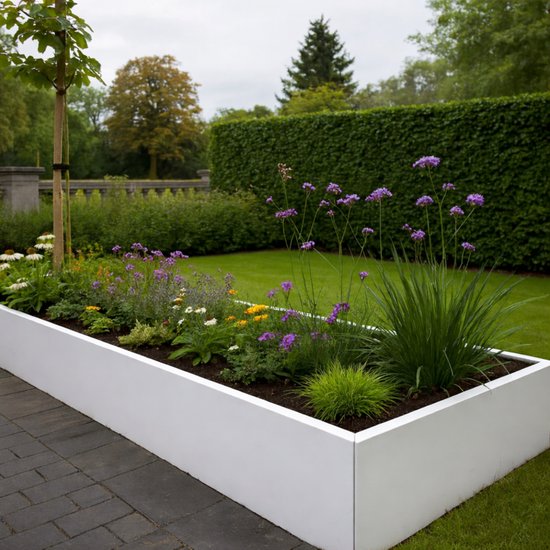 STEAEL VARNI – Stalen Plantenbak – 200 x 100 x 40 cm – Wit