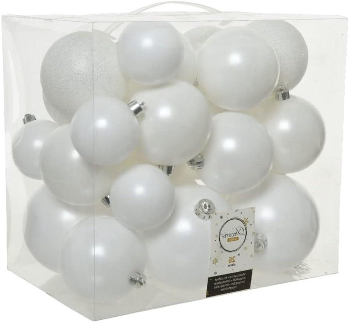 Kerstballen Doos - Decoratie Ballen Set - Kerstboom Versieren - Ovaal Vorm - 26 stuks - Wit