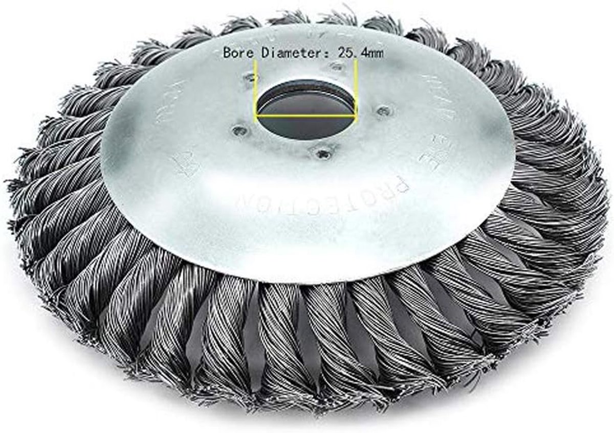 Steel Wire Rotating Brush - 15/8cm Brush Disc with Wheel voor Lawn Tools en Tuin - Binnenopening 6 Inch
