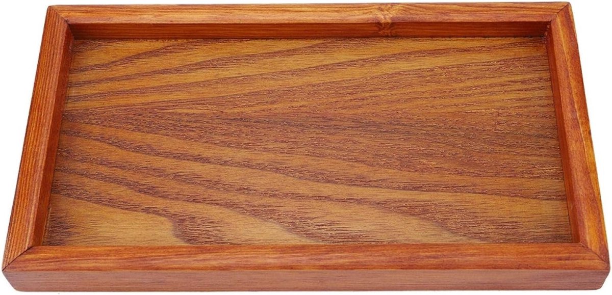 Rectangulaire houten serveertray van natuurlijk bamboe voor koffie en thee, 22 x 12 cm, modern design en multifunctioneel gebruik