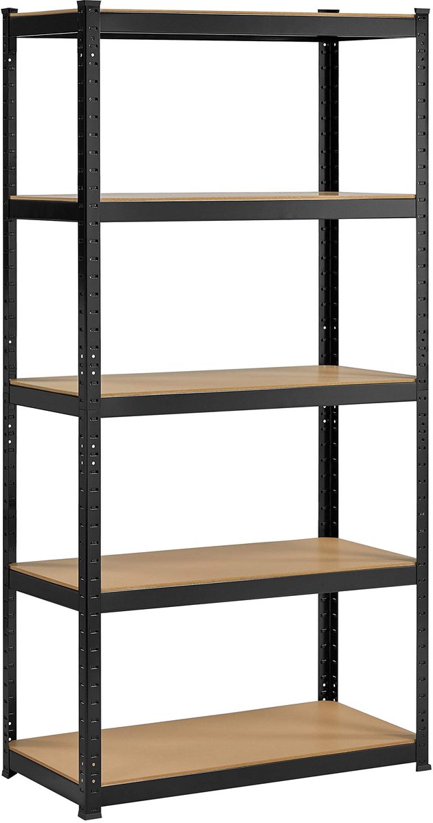Yaheetech Opbergrek staande rekeenheden, kelderrek, staand rek met 5 in hoogte verstelbare legplanken voor kelder, magazijn, garage, 90 × 45 × 180 cm, 265 kg belasting per plank