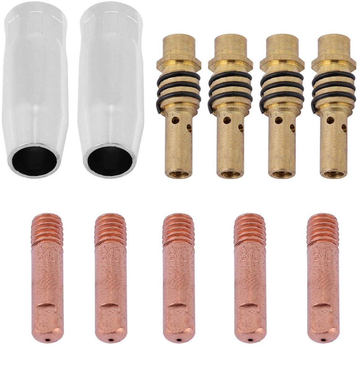 SPHProducts - 11 stuks 15AK Nozzle - Mig Lasmondstuk Set - Hoogwaardige kwaliteit - Met contacttips en houders - Geschikt voor lichtpistool - Professi