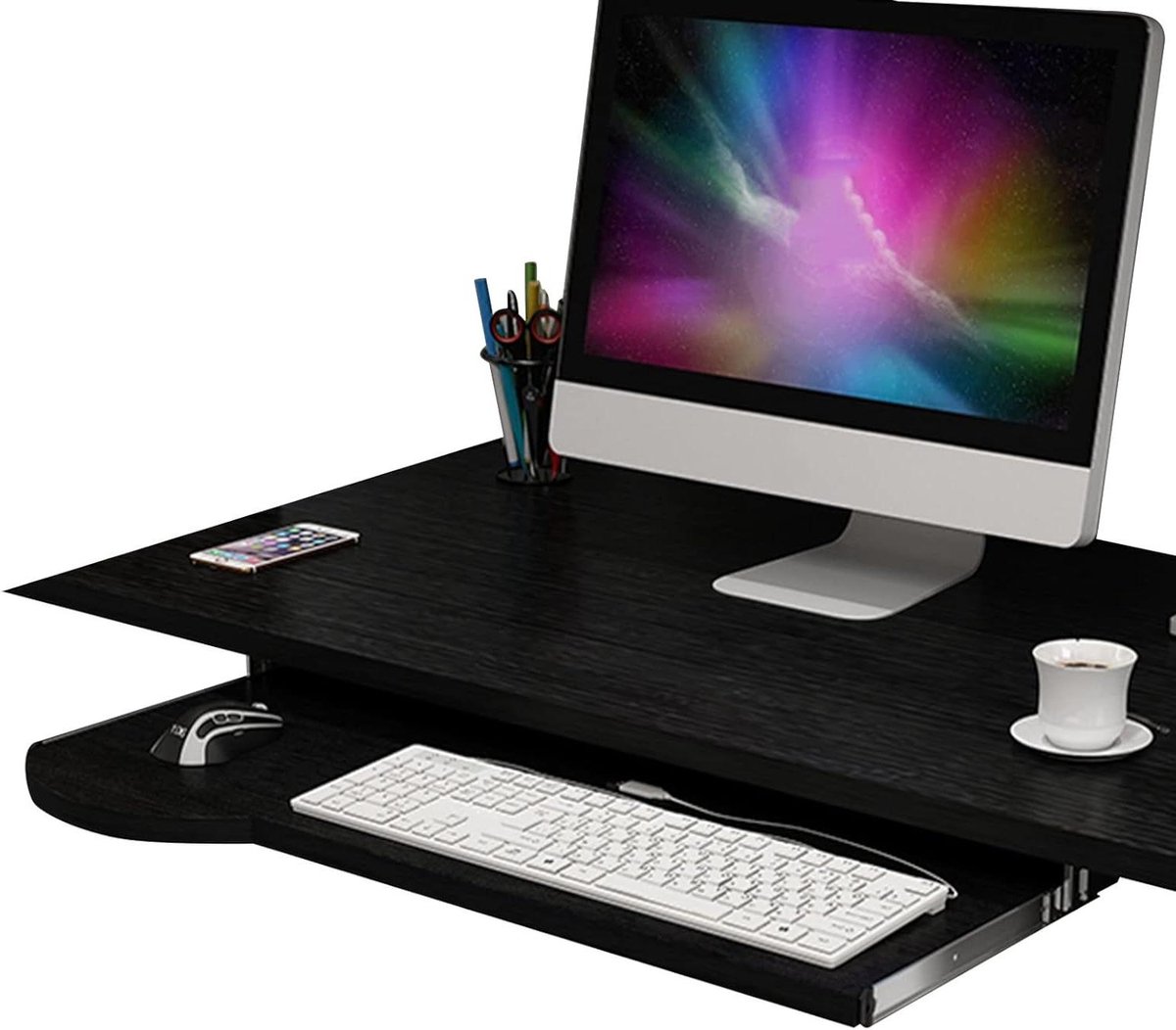 Bureau-uitbreidingslade - Toetsenbordlade Onder Bureau - Ergonomisch Typen - In Hoogte Verstelbaar - 60/70 cm Lengte - Zwart