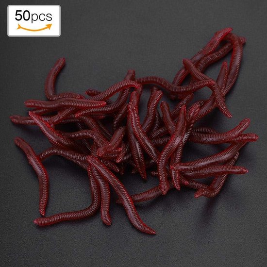 Kunstwormen VIsaas - Zachte Lokaas Regenworm - Vissen Vangen - Realistische Zwemactie - 4 cm - Rood — afbeelding 5