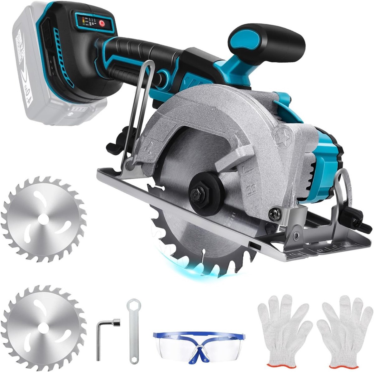 Draadloze Mini Cirkelzaag met 2 Zaagbladen, Borstelloze Motor voor Hout, Metaal en Tegels, 140 mm, 6200 RPM voor Precisiewerk
