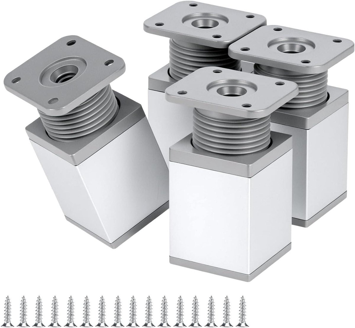 Verstelbare Meubelpoten - Kastpoten Poten - Meubels Upgraden - Stevige Aluminium Constructie - 40x40x60mm 10mm Verstelbaar - Wit